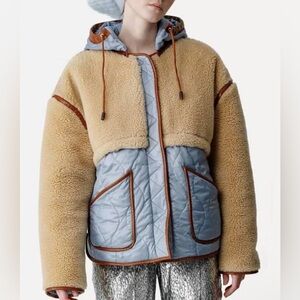 FORTE FORTE bomber jacket in eco shearling and a quilted fabric in lama